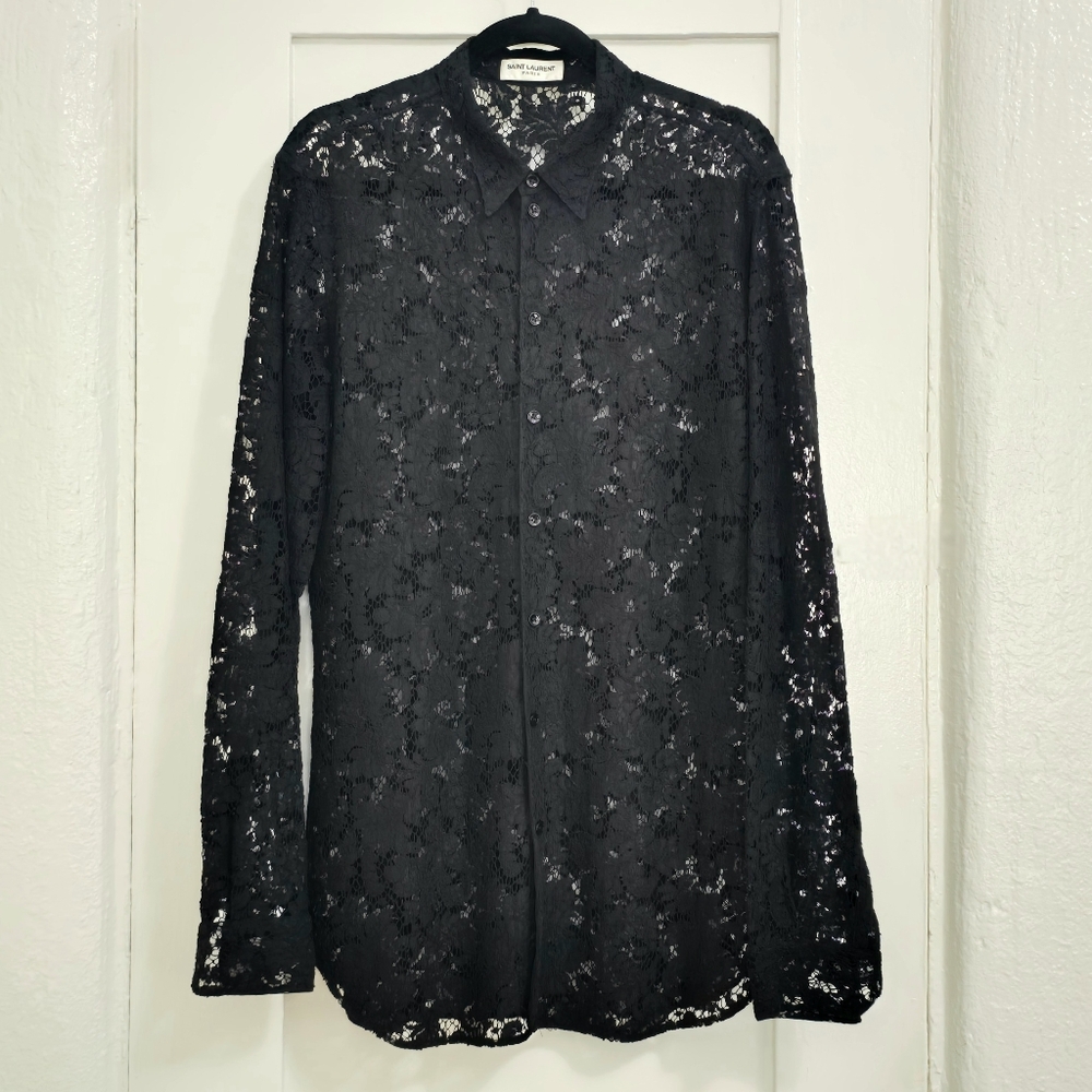 Saint Laurent Floral Lace Shirt, XL 43/17